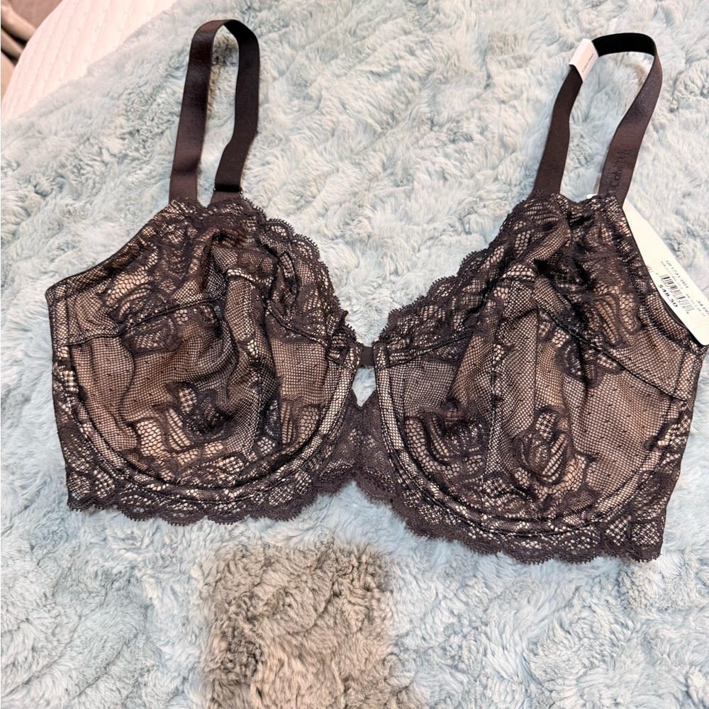 Calvin Klein Seductive Comfort Lace Underwire Bra - Black NWT Size 34DDD